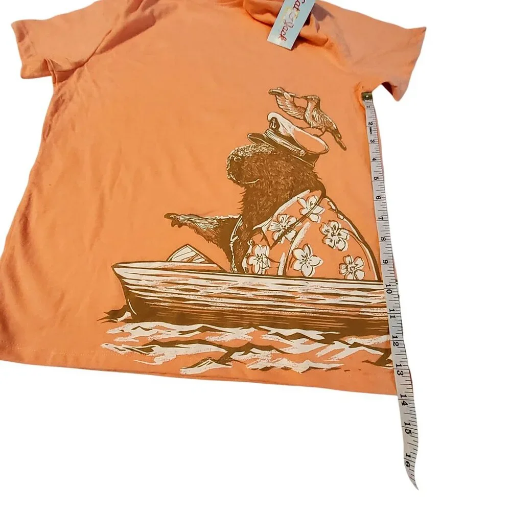 Cat & Jack Orange Graphic T-Shirt L(10/12) Cotton Crewneck design classic fit